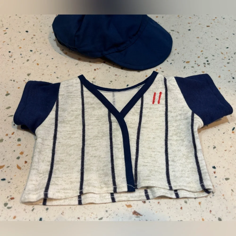 Vintage Baseball Striped Doll Outfit with‎ Cap #11 Blue, Gray